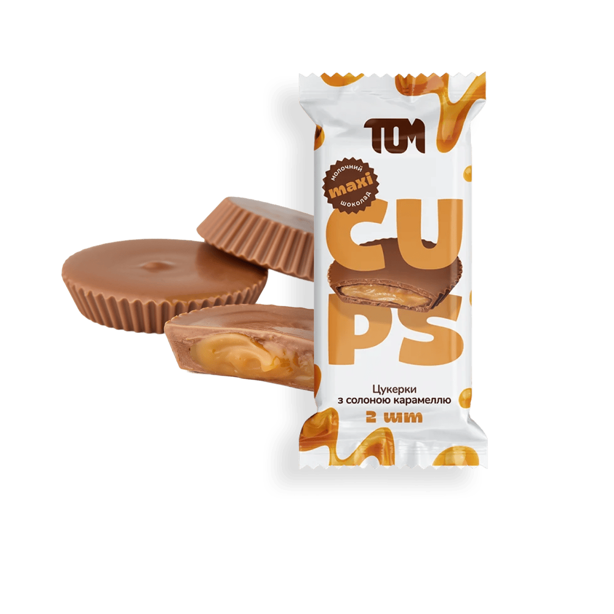 Maxi Cups milk chocolate with salted caramel, 2pcs